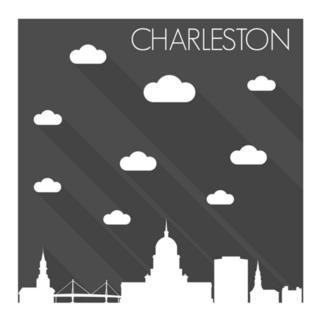 Charleston South Carolina Skyline Silhouette Sticker