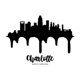 Charlotte North Carolina Black Skyline Dripping Ink Sticker