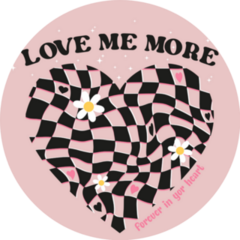 Checkered Heart With Daisies Sticker