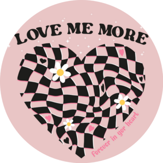 Checkered Heart With Daisies Sticker