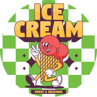 Checkered Ice Cream Peace Sticker