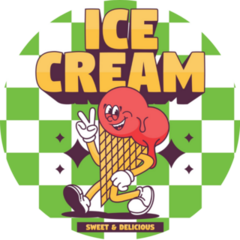Checkered Ice Cream Peace Sticker