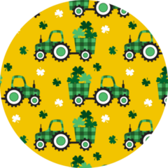 Checkered Tractor With A Trailer And Clover Leaves Pattern Sticker