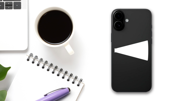 Cheer Megaphone Sticker on a Phone (New) example