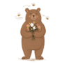 Cheerful Bear Little Bees Flying Sticker