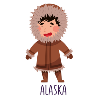 Cheerful Boy Wearing National Costume Of Alaska Illustration Sticker