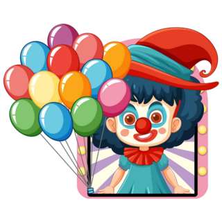 Cheerful Clown Balloons Sticker