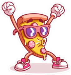 Cheering Pizza Slice Sticker
