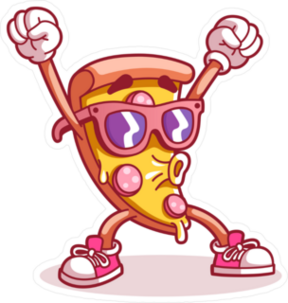 Cheering Pizza Slice Sticker