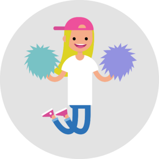 Cheerleader Girl Jumping With The Pompoms Sticker