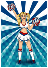 Cheerleader Girl With Pompoms Pop Art Sticker