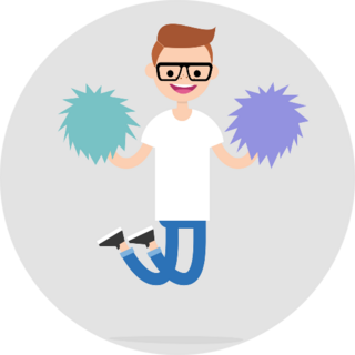 Cheerleader Jumping With The Pompoms Sticker