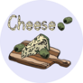 Cheese And Olives On A Cutting Board Sticker