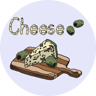 Cheese And Olives On A Cutting Board Sticker