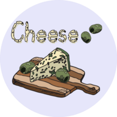 Cheese And Olives On A Cutting Board Sticker