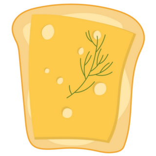  Cheese, Butter And Herbs, Cartoon Toast Illustration Sticker