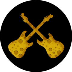 Cheese Guitars Icon On Black Sticker