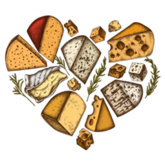Cheese Heart Vintage Drawing Sticker