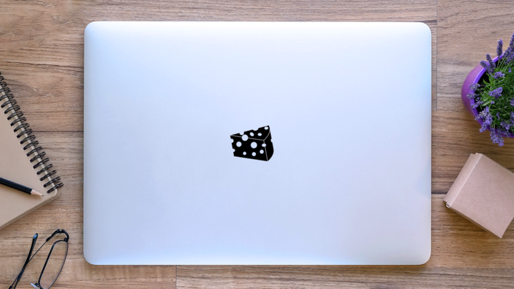 Cheese Icon Sticker on a Laptop (New) example