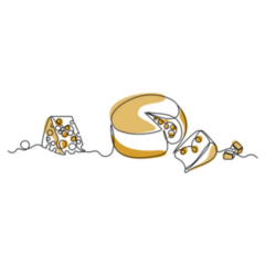 Cheese In Continuous Line Art With Holes Sticker
