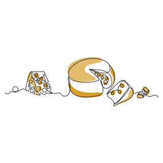 Cheese In Continuous Line Art With Holes Sticker