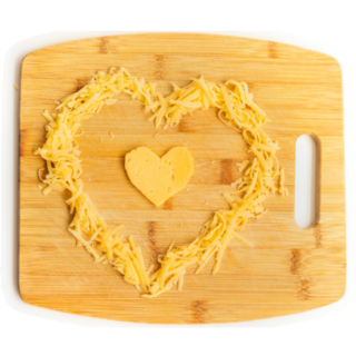 Cheese In The Shape Of A Heart On A Wooden Board Sticker