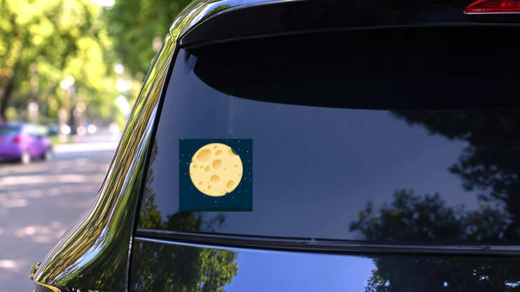 Cheese Moon Sticker on a Rear Car Window (New) example