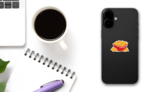 Cheese Nacho Chips In A Box Icon Illustration Sticker on a Phone (New) example