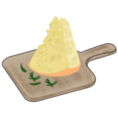 Cheese On A Brown Wooden Board Sticker