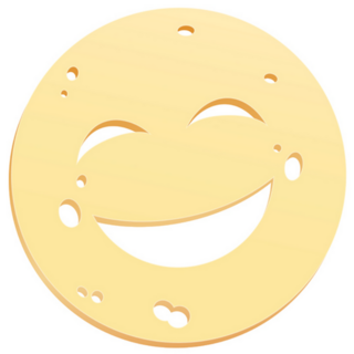 Cheese Slice With Holes In Shape Of A Smiley Sticker