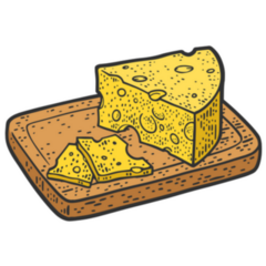 Cheese Sliced On A Cutting Board Sticker 