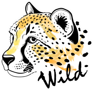 Cheetah Portrait With Lettering Wild Sticker