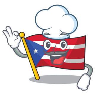 Chef Flag Puerto Rico Illustrated Character Sticker