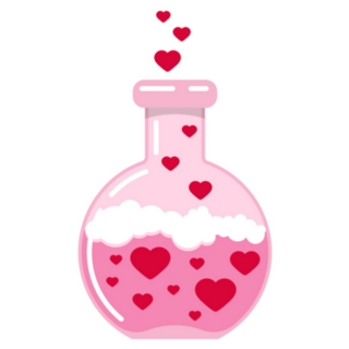 Chemistry Flask With Hearts And Love Poison Sticker