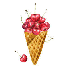 Cherries In Cone Sticker