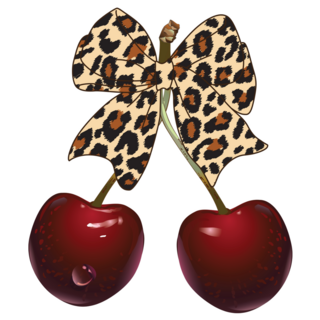 Cherries Leopard Bow Sticker