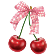 Cherry Bow Gingham Sticker