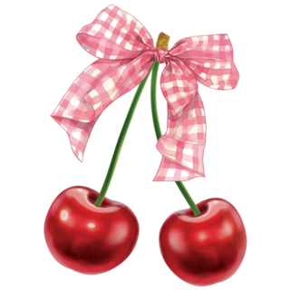 Cherry Bow Gingham Sticker