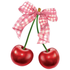 Cherry Bow Gingham Sticker