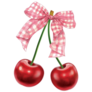 Cherry Bow Gingham Sticker