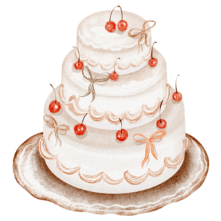 Cherry Cake Drawn Sticker