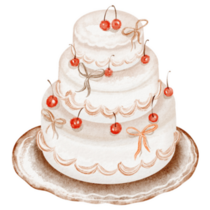 Cherry Cake Drawn Sticker