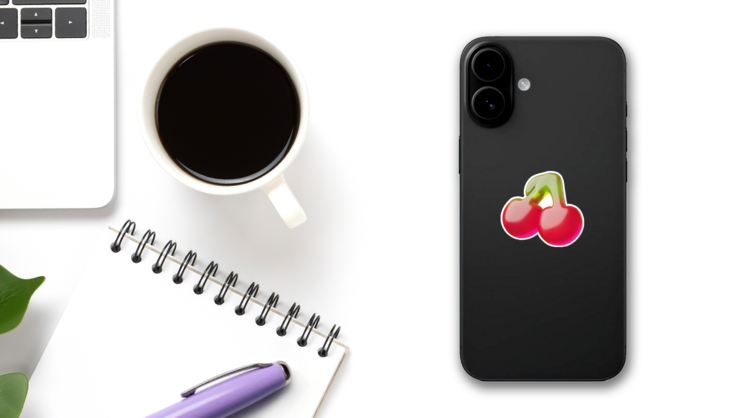 Cherry Candy Sticker on a Phone (New) example