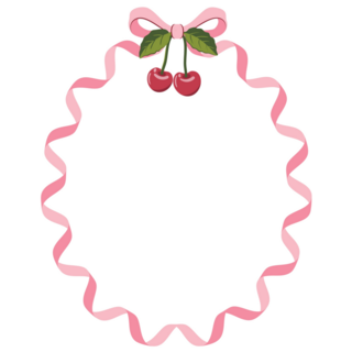 Cherry Ribbon Frame Sticker