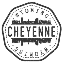 Cheyenne, Wyoming Skyline Postmark Sticker