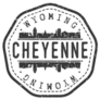 Cheyenne, Wyoming Skyline Postmark Sticker