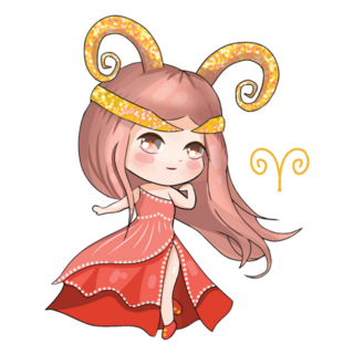 Chibi Aries Zodiac Sign Illustration Sticker