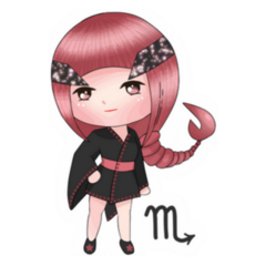 Chibi Scorpio Girl Zodiac Sign Illustration Sticker