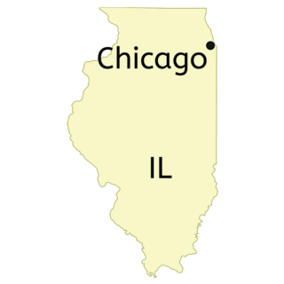 Chicago City Location On Illinois Map Sticker