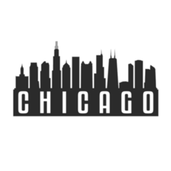 Chicago, Il, Usa Skyline Silhouette Lettering Sticker